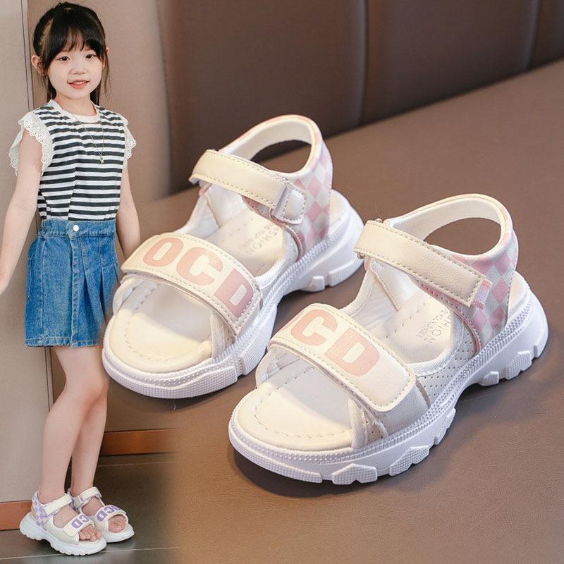 Girls sandals 2025 summer new children's shoes student breathable princess shoes medium and large children open-toed beach shoes tide
