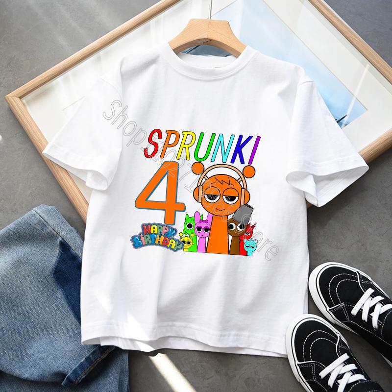 Bumbac 100% Sprunki Incredibox Haine pentru copii Băieți Fete Tricou petrecere de aniversare Joc de desene animate Imprimare grafică Mâneci scurte Topuri confortabile