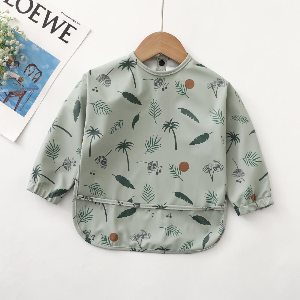 Waterproof Reversible Smock Bib for Babies - Super Soft, Food Catcher, Anti-Stain, Feeding Bib