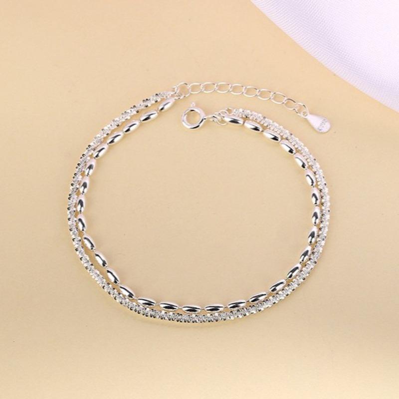 Shiny 925 Sterling Silver Chain Bracelets For Women Luxury Design Double Layered Starry Sky Beads Bracelets Party Charms Jewelry