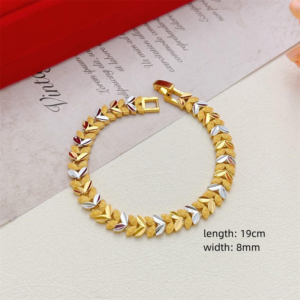 Sand Gold Bracelet Women's Wide Edge Love Strap Flower Bracelet Hand String Vacuum Gold Plated Bracelet Jewelry