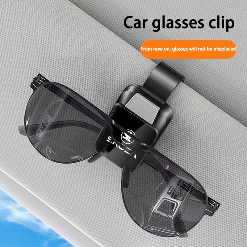 Car Sticker Car Interior Sun Visor Eyeglasses Holder Sunglasses Clip For Skoda Octavia Kodiaq Fabia Vrs Superb Karoq Yeti Rapid ukm344