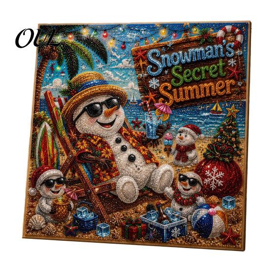 Christmas Faux Pearl Painting Kit Xmas Art Kit, Santa Claus Reindeer DIY Seasonal Supplies Sparkling 3D Festive Wall Craft for Adults, Winter Holiday