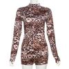 2024 Early Autumn Women's Leopard Print Crew Neck Long Sleeve Jumpsuit - Spicy Girl Style