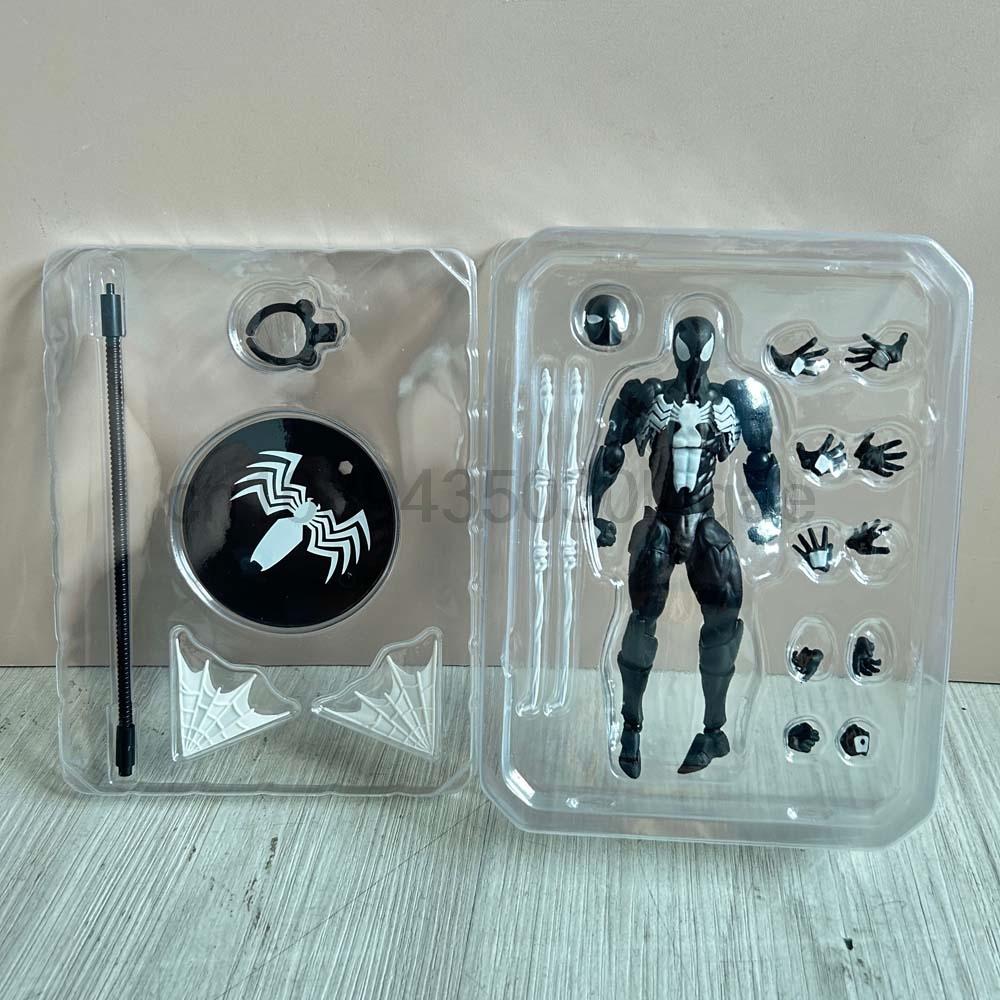Spiderman 15cm Black Suit Neighbor Symbiote Spider Man Black Venom Suit Articulated One:12 Action Figure Model Toys Room Decor