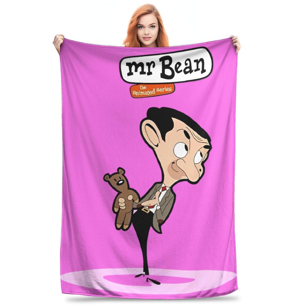 Mr Beans Cartoon Blankets  Plush Funny Warm Throw Blanket for Home Restaurant Spring Autumn,