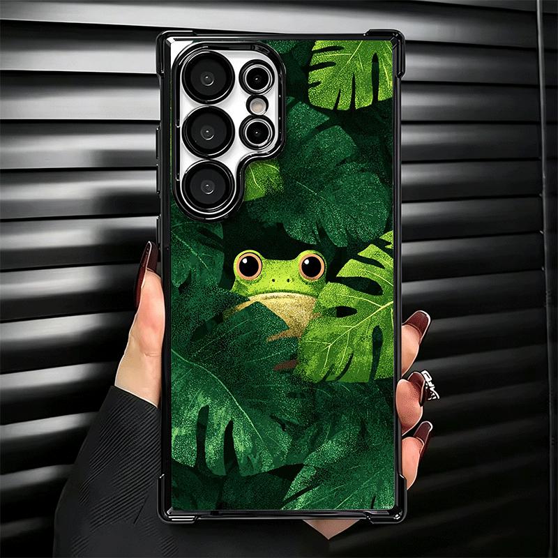 Cute Cartoon Frog Plating Phone Case For Samsung Galaxy S24 S25 FE S26 Edge S23 Ultra S22 S21 Plus S20 Anti-Fall Airabag Cover