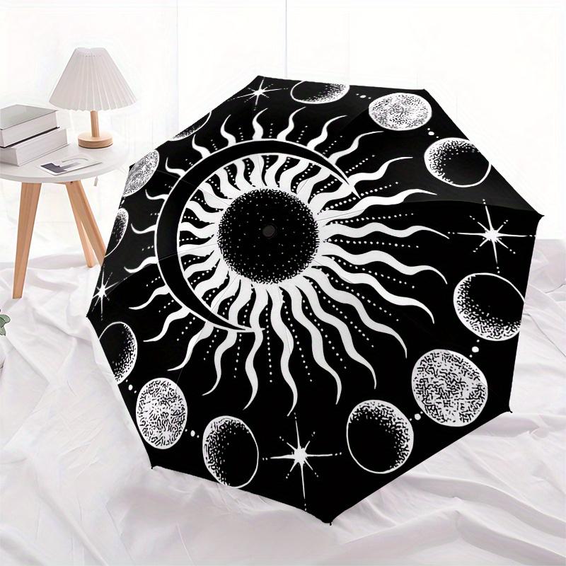 Sun, Moon Themed Eight Rib Automatic Folding Umbrella Is Suitable for Both Men and Women, Making It A Perfect Christmas and Valentine's Day
