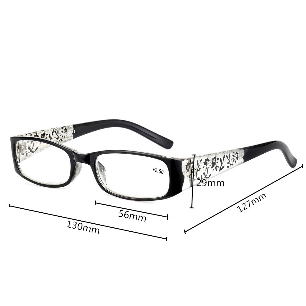 Qi Song Set Stylish Engraved Floral Print Reading with Prescription to [Qi Song] Three-Color Women's Glasses, Lightweight, "+1.0 +3.5" (+1.0, Red)