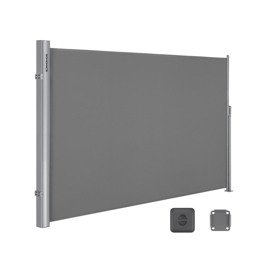 SONGMICS 1.8 x 3.5 m (H x L), Side Awning for Balcony, Patio, Terrace, and Garden, with Floor Mounting, Privacy Protection, Sun Shade, Side Blind