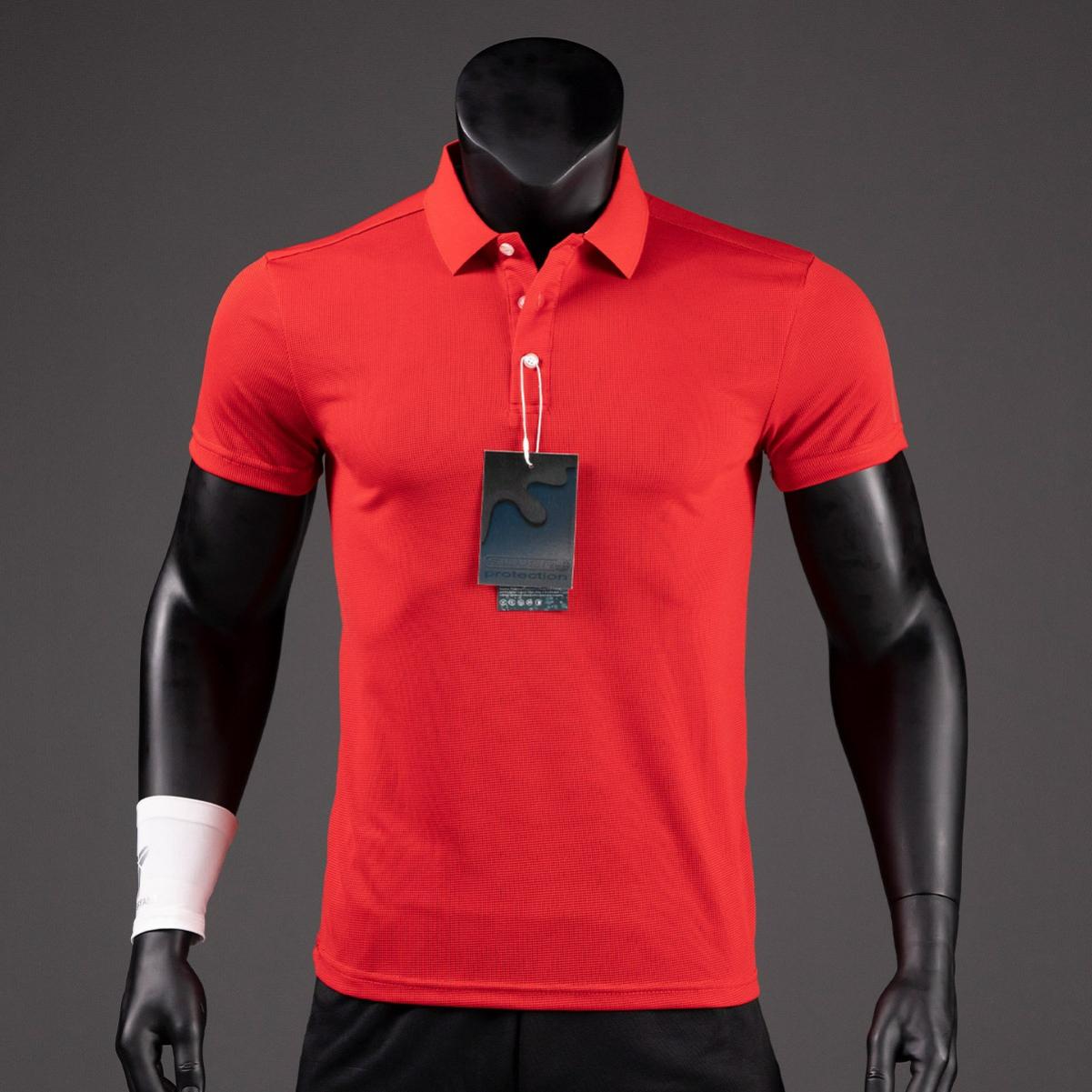 

Deodorant and Quick-drying POLO Shirt Waffle Breathable Wicking Sports Lapel Short-sleeved T-shirt 4XL червоний