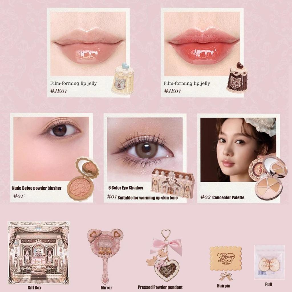 Flower Knows SWEETIE BEAR Schminkbox Geschenkset All-in-One Parfüm Schimmernde Lidschattenpalette Rouge Lippen-Gelee Box 10 STÜCK