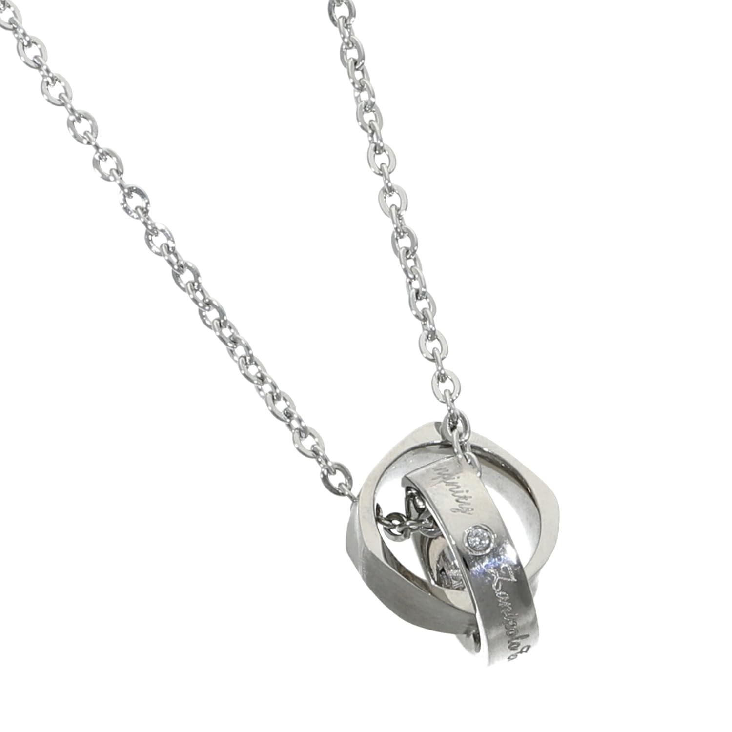 

[Shinjuku Gin no Kura] Zanipolo Tarzini Diamond Double Ring Stainless Steel Necklace Pendant for Men, Allergy Friendly