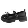 Fransk retro mode mångsidiga Mary Jane små läderskor för kvinnor höst rosett med kjol loafers