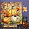 Halloween Harvest Thanksgiving maples pumpkin pattern Bathroom Shower Curtain With 12 Hooks bathroom decor and accessories