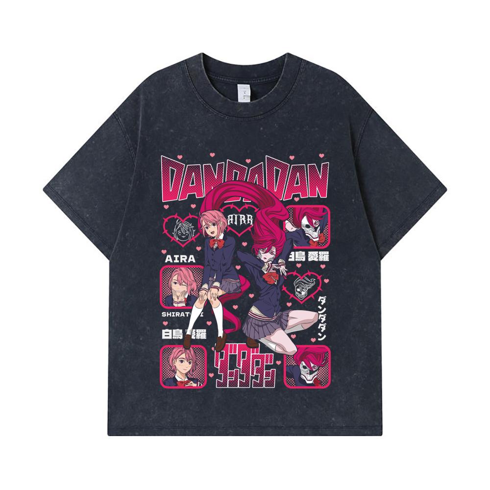 275 GSM Washed T-shirts 100% Cotton Dandadan V11 Aira Print Unisex Heavy Cotton T Shirt