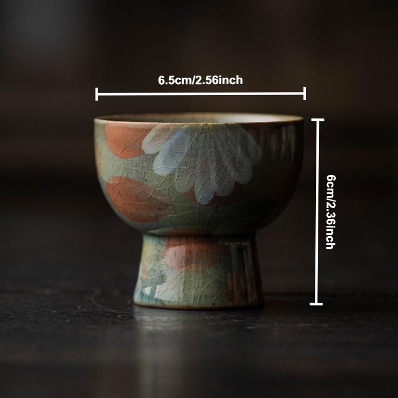 Japanese Retro Teacups Hand-painted Ceramic Master Cups Chinese Kung Fu Tea Cup Retro Vintage Household Tasting Mug Tea Ceremony