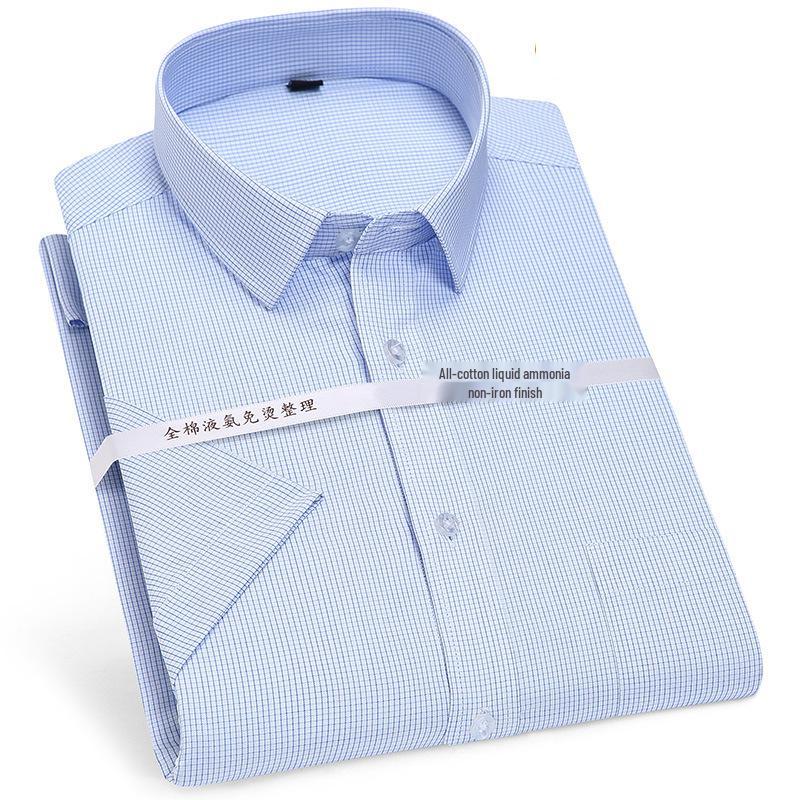 Golden Shield Herr Ren Bomull Slim Fit Kortärmad Vit Skjorta - Strykfri, Business Casual