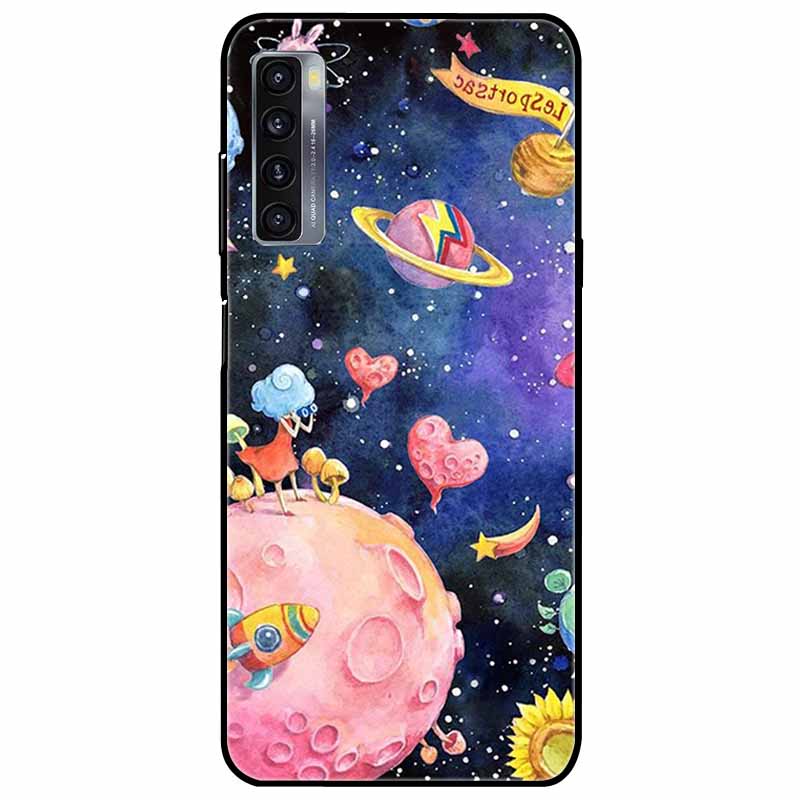 For TCL 20L Plus Case 20L+ Silicone Soft Shockproof TPU Back Cover for TCL 20S 20L Case Black Bumper Painted Funda TCL20S Capa