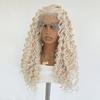 Platinum Blonde Curly Wig 13x4 Long Deep Curly Synthetic Lace Front Wigs for Women Glueless Heat Resistant Fiber Daily Cosplay