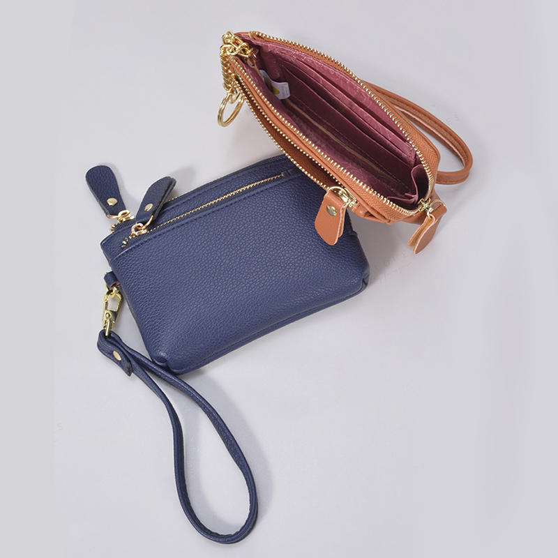 Vintage PU Leather Short Wallet With Zipper Coin Pocket Multiple Card Slots And Wrist Band Casual Portable Card Clip
