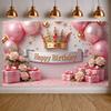 Birthday Celebration Display Pink Theme Luxury Birthday Banner Princess Birthday Backdrop Luxury