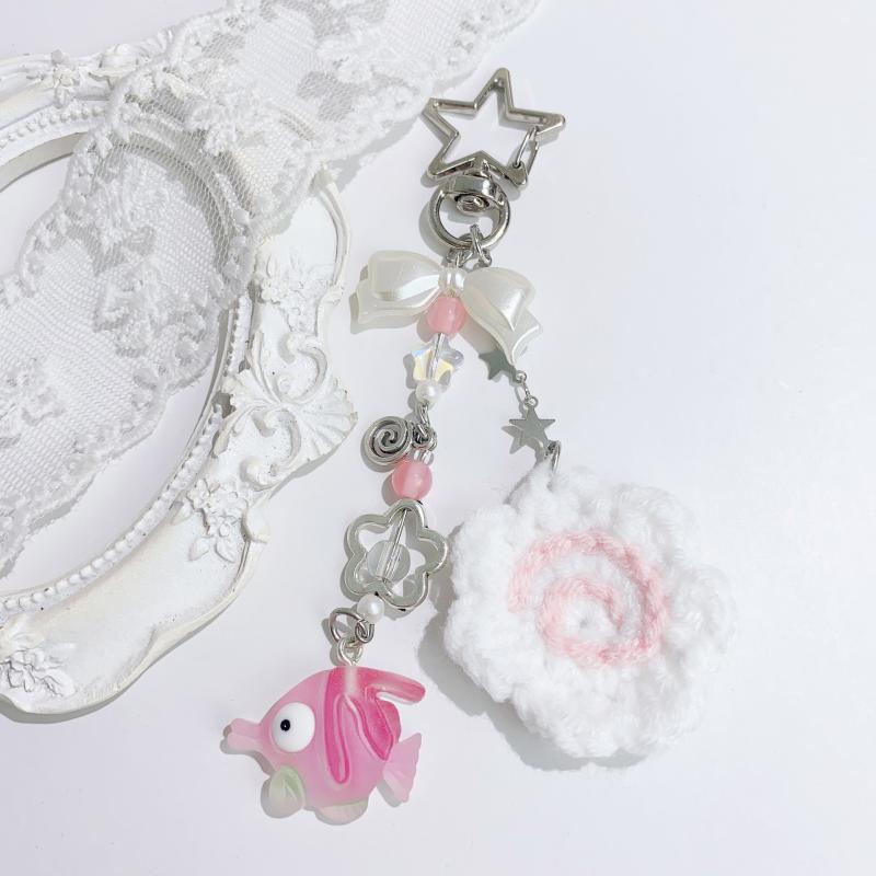 Kawaii Japanese Street Food Fish Cake Keychain Creative Food Keyring  Bag Pendant Y2K Girly Key Accessories