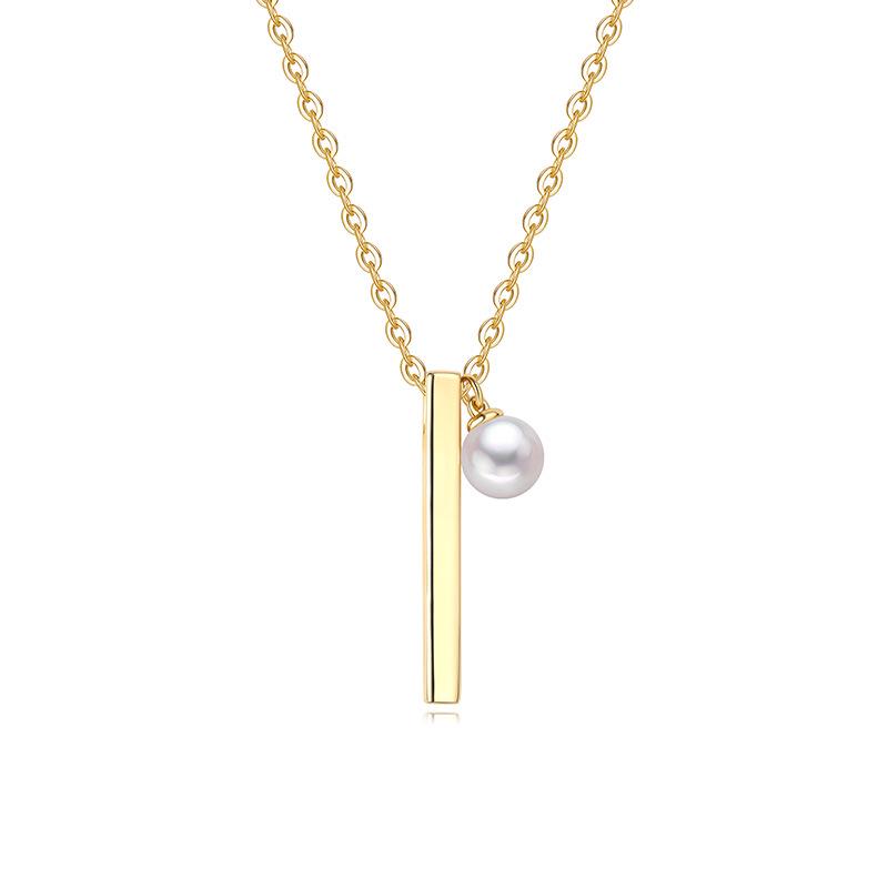 Simple Geometric Freshwater Pearl Necklace, S925 Sterling Silver Clavicle Chain 925 Sterling Silver