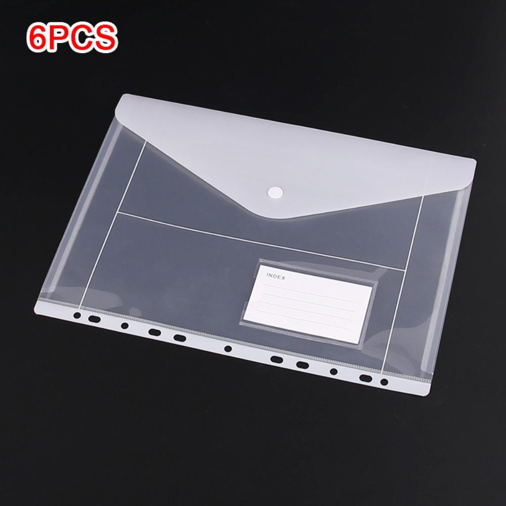 6 Pcs A4 Binder Pocket Plastic Label Loose-Leaf Perfect Punched Pockets School