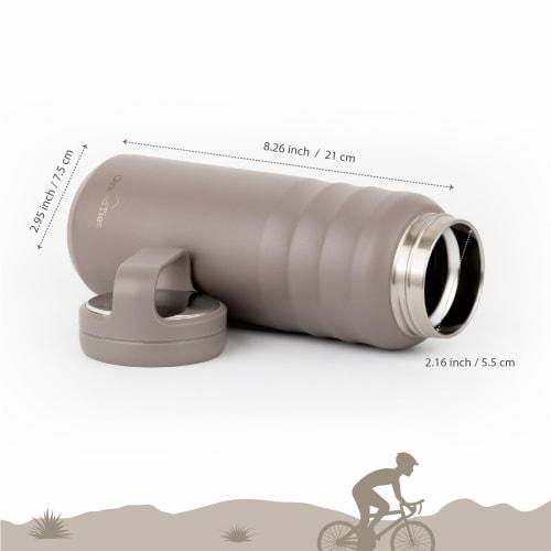 GRANDTIES Vacuum Insulated Stainless Steel Wide Mouth Water Bottle, 709ml, with Two Lids, Direct Drinking, Keeps Ice Cold Water Hot and Cold for 12 Ho