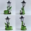 Outdoor Solar Powered Panda Family Statue Resin Garden Decor Yard Patio Lawn Ornament