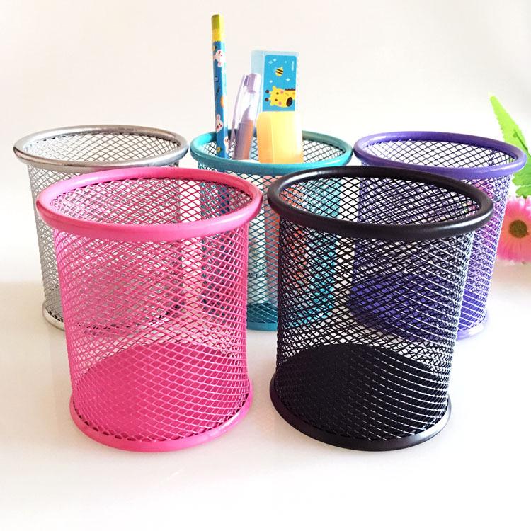 Korean Creative Metal Round Pen Holder - Iron Art Student Desktop Organizer