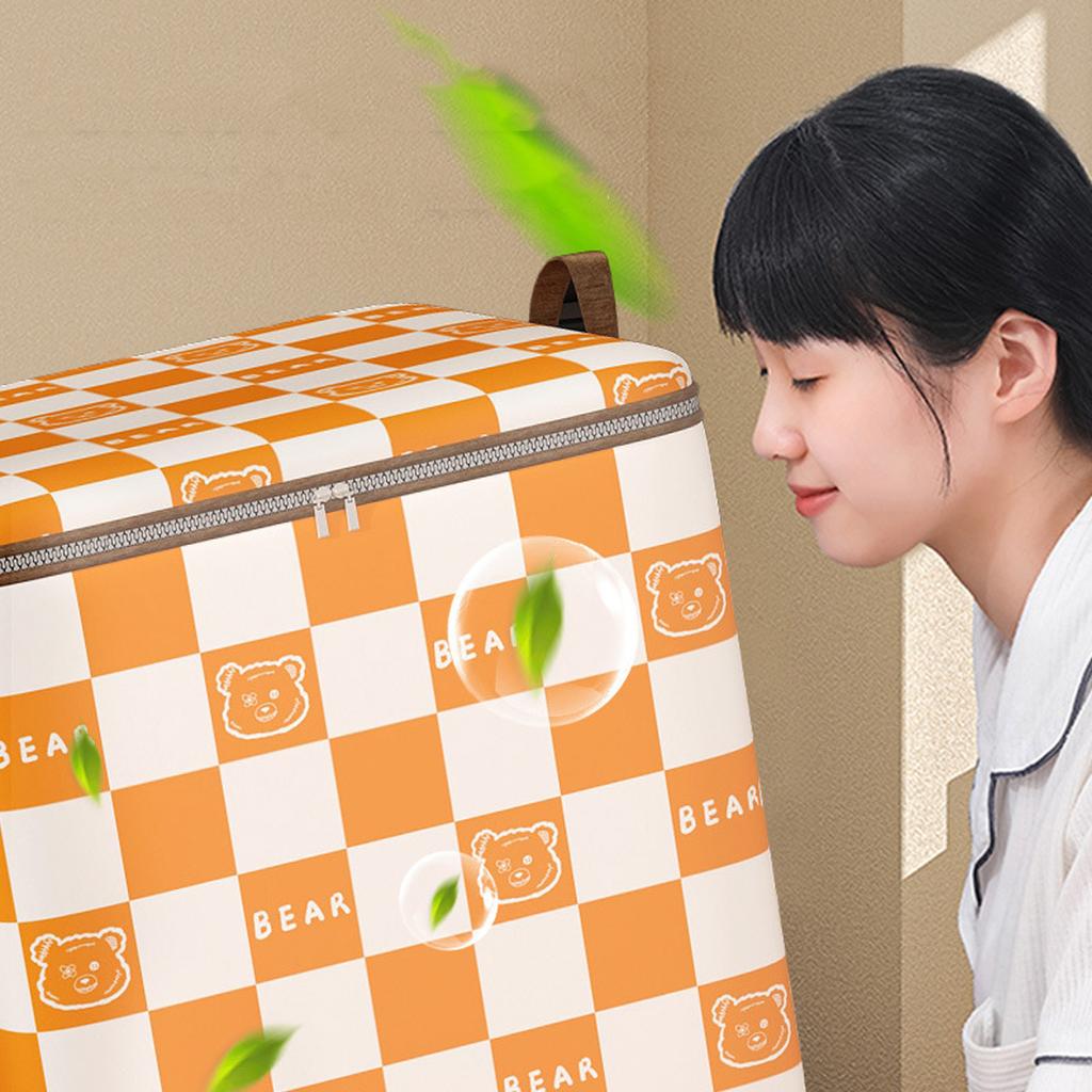 Houndstooth Non-woven Storage Box Bear Pattern Large Capacity Clothing Quilt Storage Bag Student Dormitory Moving Packaging Bag