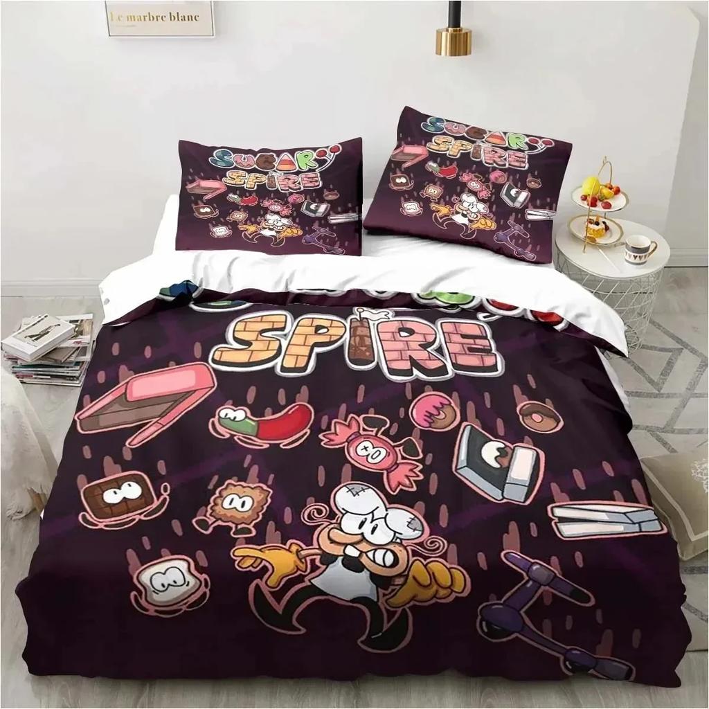 Edredón Torre de Pizza Estilo Pixel Clásico Juego Juego de Ropa de Cama Dormitorio Suave Moderno S Cómodo