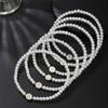 26 Alphabet Letter Shell Charm Artificial Pearl Bracelets Women Girl Charming Simulated Pearl Beads Wristband Bracelets Jewelry