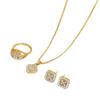 Versatile Jewelry Set: Rhinestone Earrings, Ring, Bride's Three-Piece Fashion Set