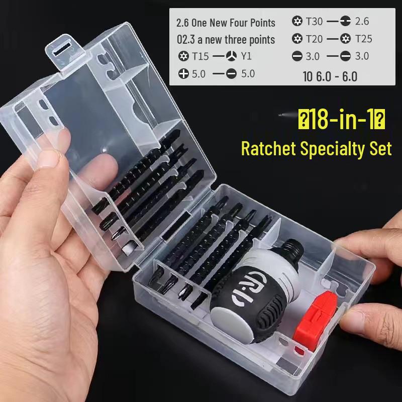 Telescopic Ratchet Screwdriver Set with Assorted Bits - Two-Way, Multifunctional, Labor-Saving