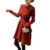 Herbst/Winter 2026 Zopfmuster Patchwork Taillenbetontes Kleid - Eleganter & Schlankmachender High-Waist Stil für Damen