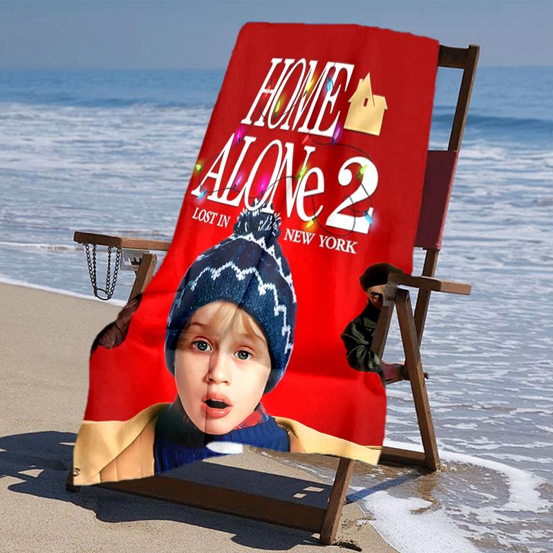 proof beach towel with Home Alone pattern - soft,absorbent,quick-drying,machine washable - perfect for swimming,camping,bathing