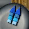 Bohemian color wool fringed earrings women's personality color matching vacation exaggerated temperament long earrings