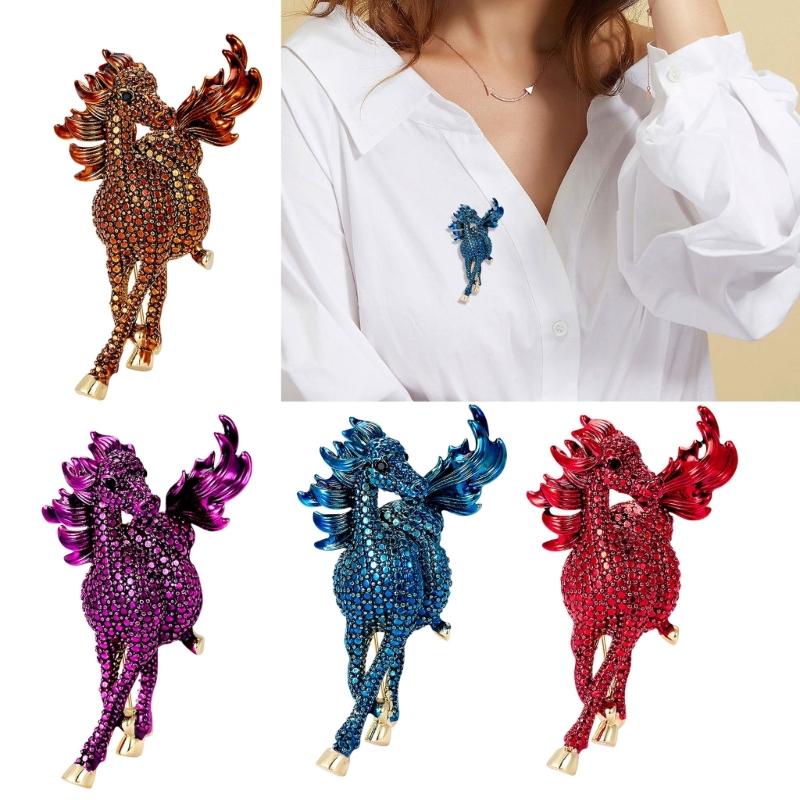 Spilla Cavallo in Cristallo Scintillante Design in Lega Leggera Perfetta Come Accessorio per Abbigliamento Accessorio per Abbigliamento da Sera