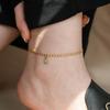 Trendy Double Layer Titanium Steel Love Heart Anklet Gold Versatile Foot Jewelry Set