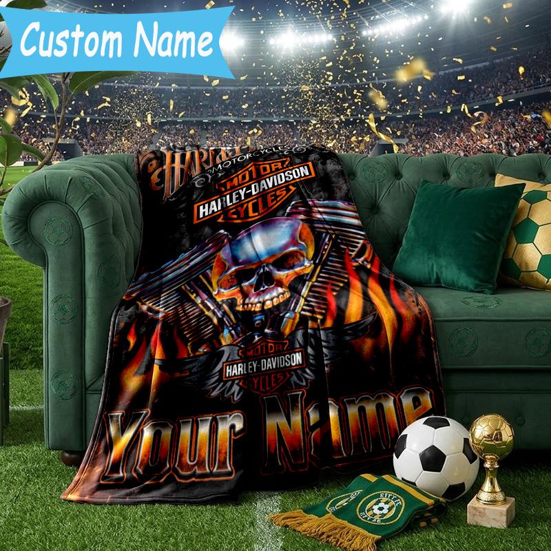 Custom Personalized Blanket Har-ley motorcycle Soft Throw Blanket, Suitable for Family and Friends, Sofa Blanket,Home Decor Christmas gift