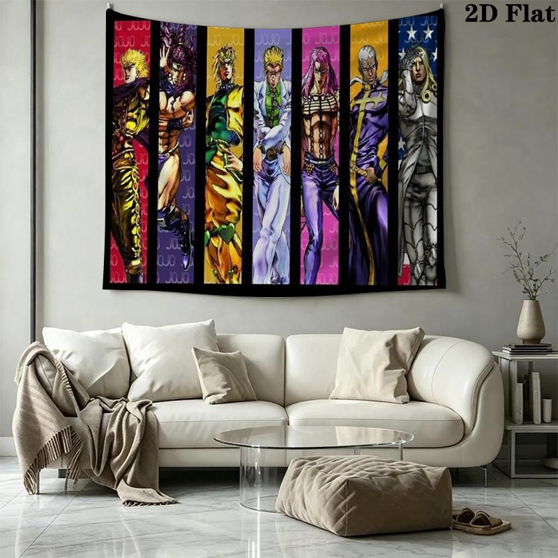 Anime JJBA Wall Tapestry Aesthetic Wall Hanging Printed Fabric Blanket Decorative Tapestries for Bedroom Living Room Home Decor