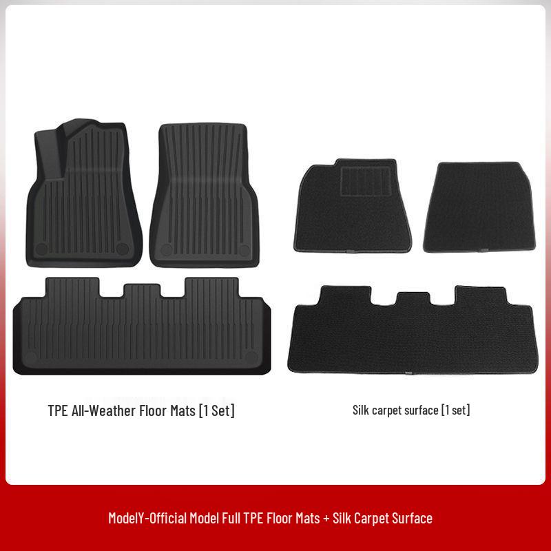 Compatible Tesla Model 3 & Y TPE Odorless Floor Mats & Trunk Backrest Mats