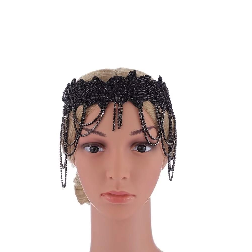 Flower Shape Rhinestone Headband Chain Tassel Korean Style Hair Band  Party Banquet