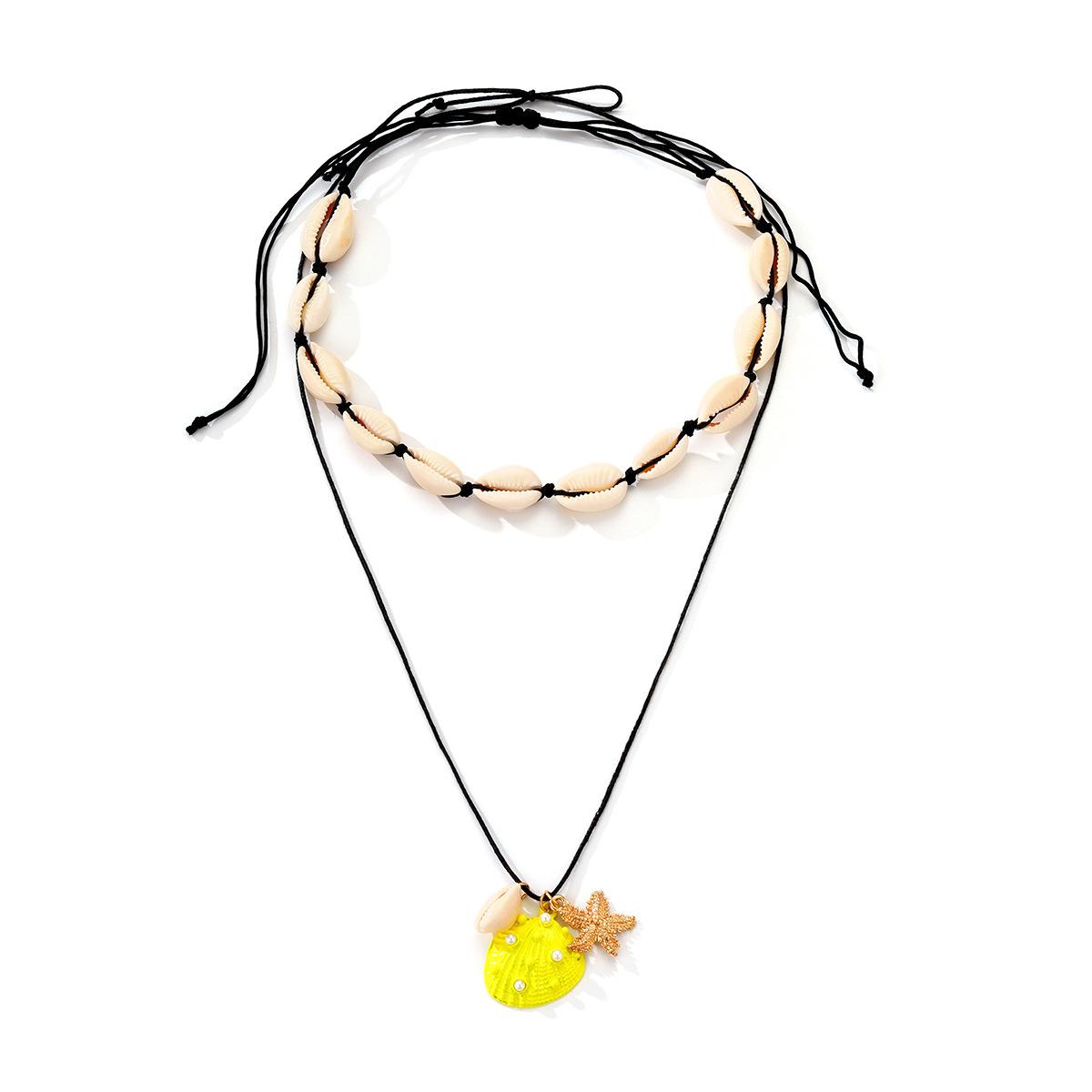 Стильный многослойный металлический крест на цепочке, нишевая жемчужная ракушка на ключицу