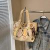 Cartoon cute tote bag women's new versatile canvas shoulder bag large-capacity class commuter bag