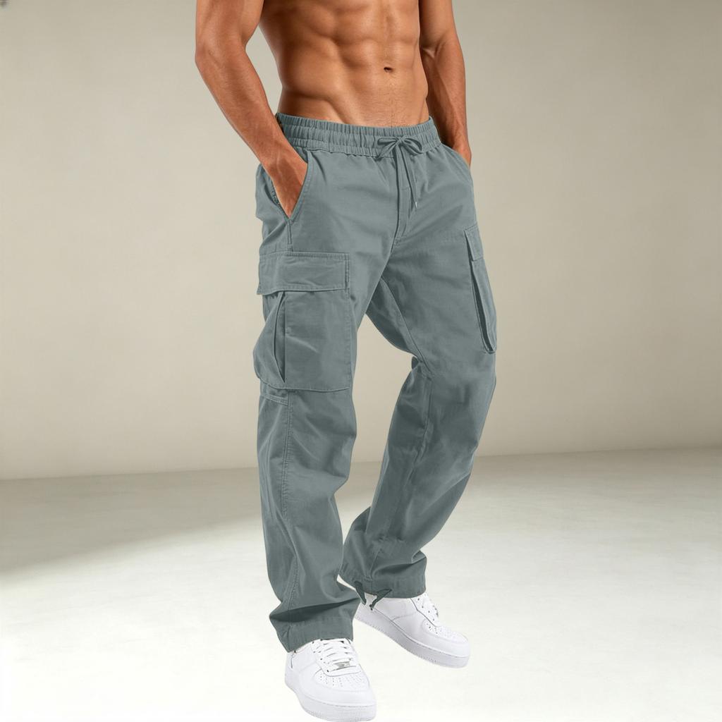 Men's Casual Cargo Pants with Multiple Pockets for Athletic Everyday Wear