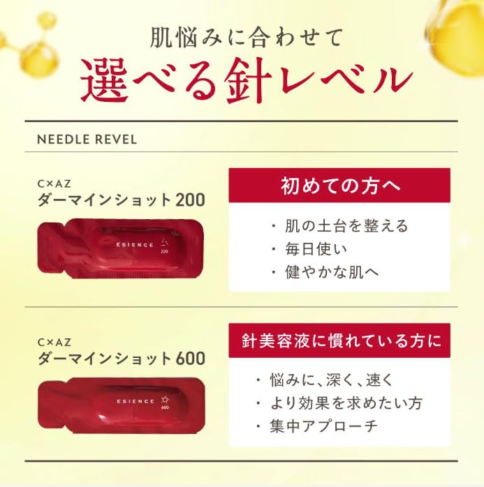 ESIENCE Dermine Shot 200 Face Needle Serum Serum with Vitamin C and Azelaic Acid for Pore Rejuvenation and Individually Made In 28 Packets X 2 Boxes